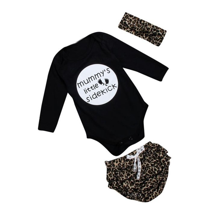 Clothes Set ,BeautyVan Cute Newborn Baby Kids Rompers Top+Pants Hairband Outfit Leopard Clothes Set (24M, Black) N4
