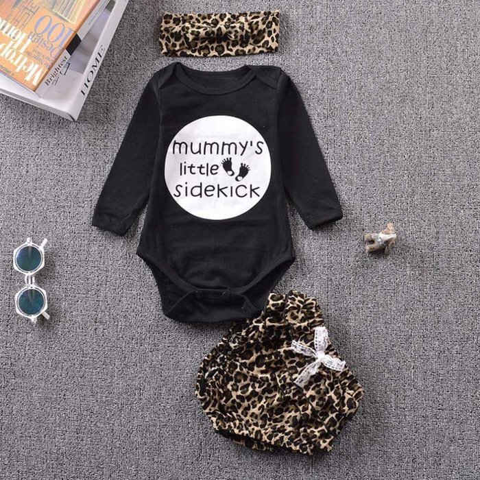 Clothes Set ,BeautyVan Cute Newborn Baby Kids Rompers Top+Pants Hairband Outfit Leopard Clothes Set (24M, Black) N6