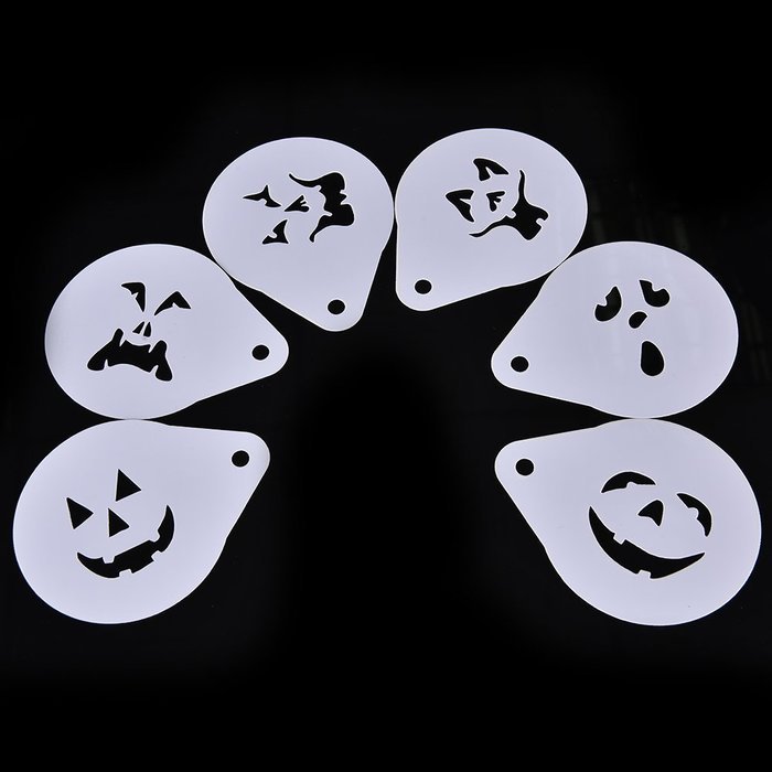 u-hoMEy 6x 2.8 Inch Halloween Cake Stencil Cookie Coffee Strew Flowers Pad Spray Mold N5