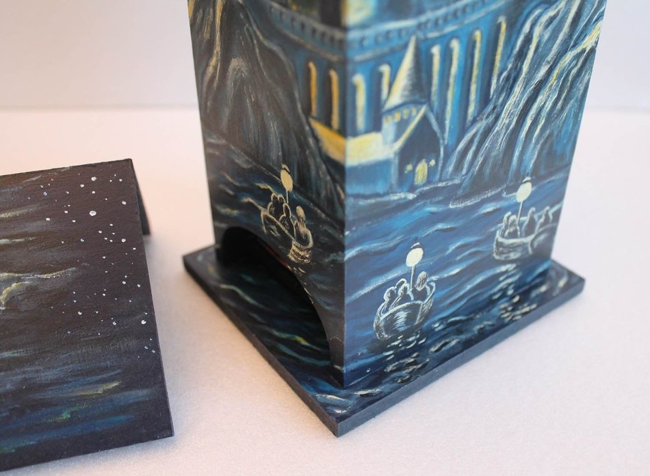 Handmade Wood Tea House Box Storage Kitchen Decor Harry Potter Tea Bag Holder
