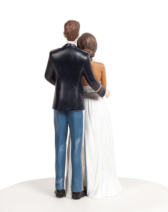 Army Military Wedding Cake Topper - Interracial African American Bride and Caucasian Groom