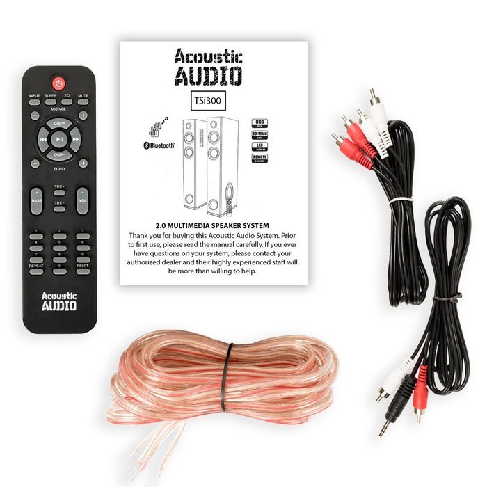 Acoustic Audio TSi300 Bluetooth Powered Floorstanding Tower Home Multimedia Speaker Pair