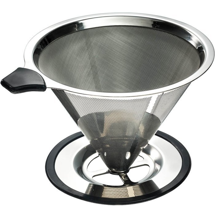 Stainless Steel Pour Over Coffee Cone Dripper With Cup Stand- Perfect for Manual Brewing - Ultra Fine Micro Mesh... N6