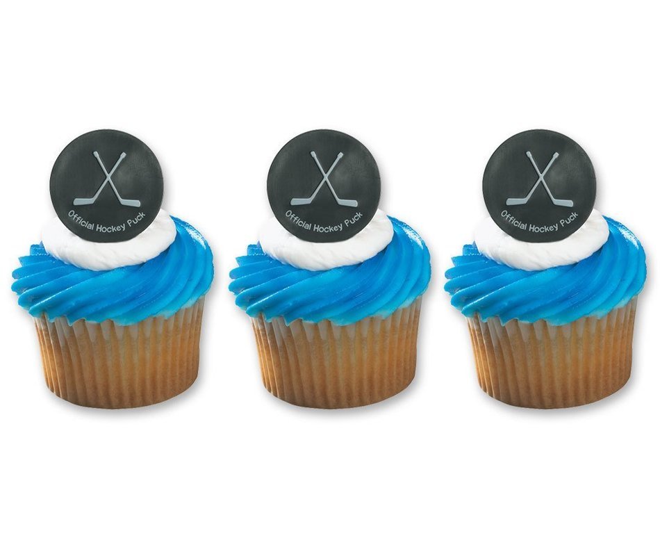 Hockey Puck Ring Cake Cupcake Topper (24-Pack) N2