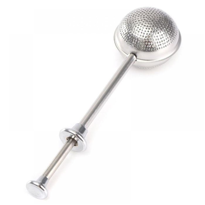 MAXGOODS Fine Metal Ball Push Tea Leaf Herbal Lock Infuser Teaspoon Strainer Spice Filter N6