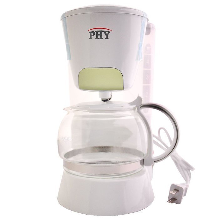 PHY Coffeemaker with Glass Carafe, Permanent Filter and Semi Transparent Water Tank (Orange) - 4-Cup/0.6L N13