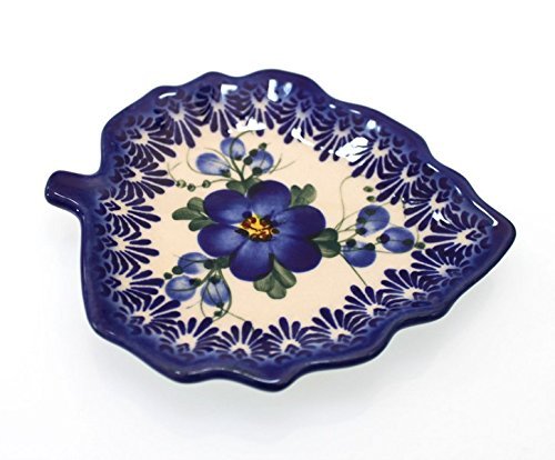 Classic Boleslawiec, Polish Pottery Hand Painted Ceramic Tea Bag Tidy Holder, Diameter: 4.3x5.1inch 516-U-003 N2
