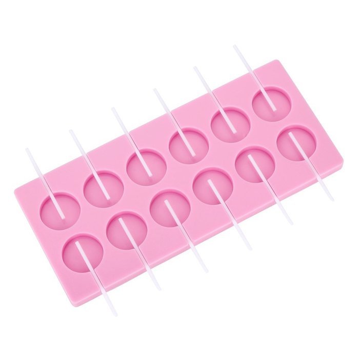 Crystallove 12-Capacity Silicone Mold, Lollipop Mold, Candy Mold, Soap Mold, Chocolate Mold with Sticks for Baking...