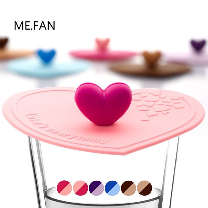 ME.FAN&trade; Silicone Anti-dust Glass Cup Cover - Love Is Everything Silicone Cup Lids - Mug Drink Cover/Spoon Holder... N4