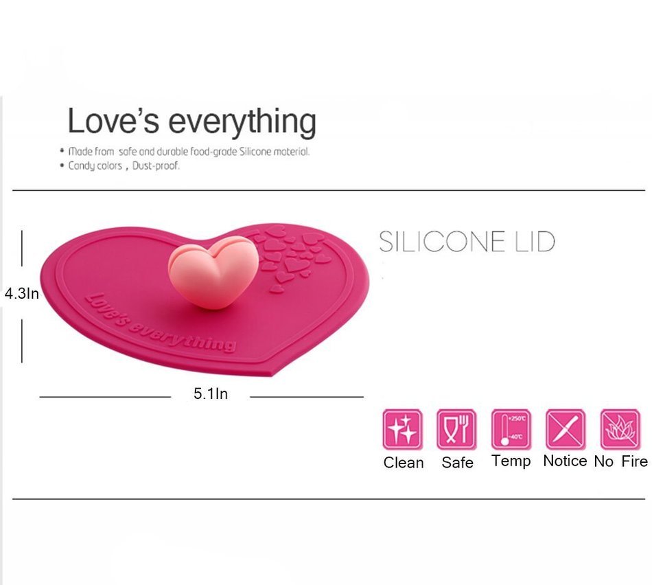 ME.FAN&trade; Silicone Anti-dust Glass Cup Cover - Love Is Everything Silicone Cup Lids - Mug Drink Cover/Spoon Holder... N5