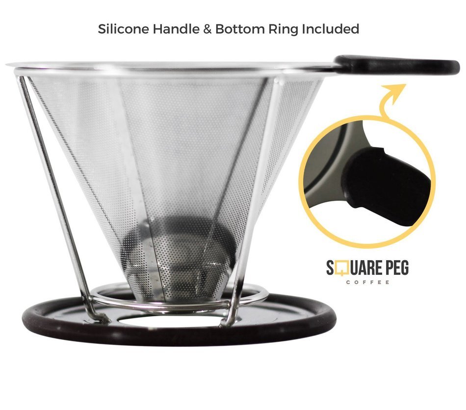 Pour Over Coffee Dripper in Stainless Steel - 2 Cup Coffee Brewer N4