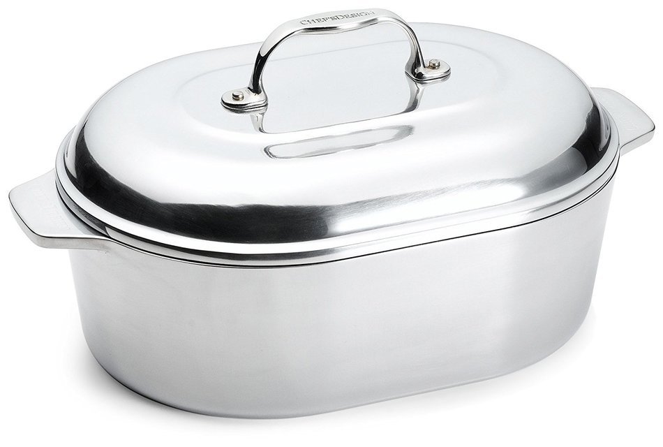 Chef's Design 7-1/2-Quart Covered Oval Roaster with Nonstick Interior