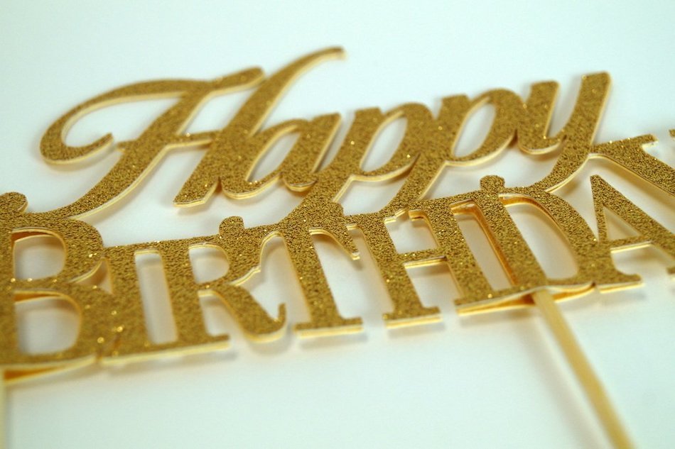 All About Details Gold Happy-birthday Cake Topper
