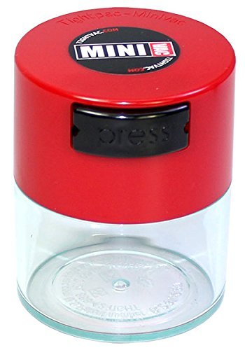 Minivac TV1-CRD - 10g to 30 gram Vacuum Sealed Container Red Cap & Clear Body