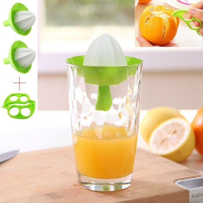 ProCIV Set of 2 Lemon Orange Convenient Juicer Funnel Shape Gift 2 Lemon Orange Peelers (Green) N7