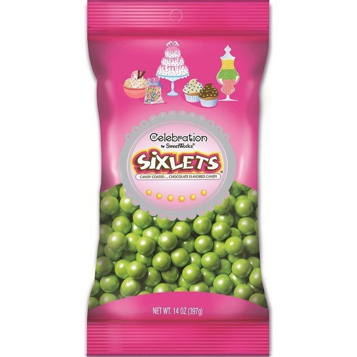 Sweetworks Celebrations Candy Sixlets Bag, 14 oz, Shimmer Silver N8