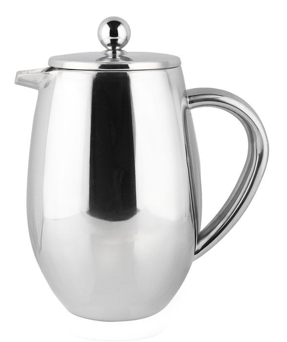Bruntmor, DUBLIN 34oz Double Wall 18/8 Steel French Coffee Press with Double Filters, NEW Improved Non Drip Spout