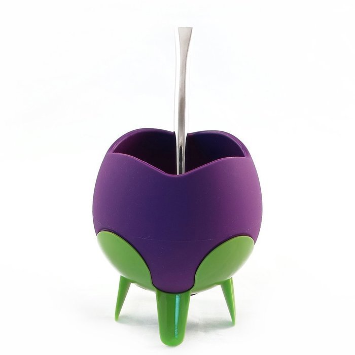 Mateo Flor - Silicone Yerba Mate Gourd with Bombilla (Purple) N3