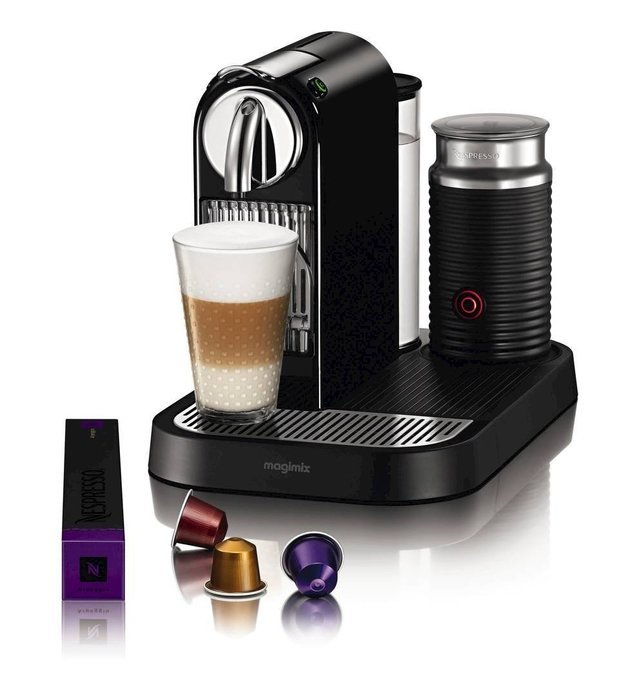 Nespresso D121-US4-BK-NE1 Espresso Maker with Aeroccino Milk Frother, Black N6