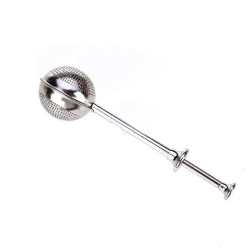 Tea Ball Strainer 7.2" Ball Push Loose Tea Leaf Herbal Locking Infuser Teaspoon Strainer Filter Spoon Rest N3