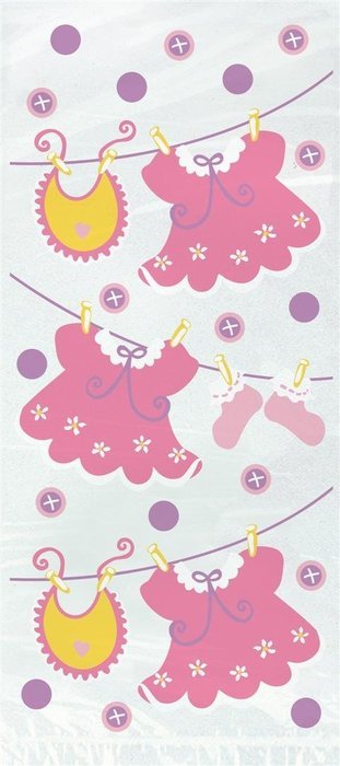 Cardboard Pink Clothesline Girl Baby Shower Cake Bunting Topper N27