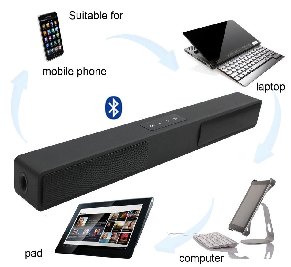LONPOO 2.0 Ch Bluetooth Wooden Soundbar With Touch Screen Keys Support USB/AUX For LED TV/Smartphone/Computer/... N10