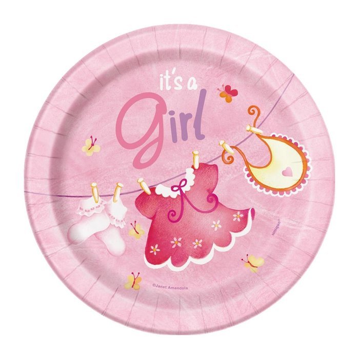 Cardboard Pink Clothesline Girl Baby Shower Cake Bunting Topper N29