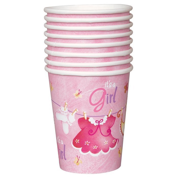 Cardboard Pink Clothesline Girl Baby Shower Cake Bunting Topper N31