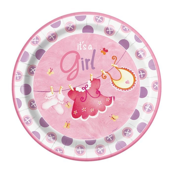 Cardboard Pink Clothesline Girl Baby Shower Cake Bunting Topper N34