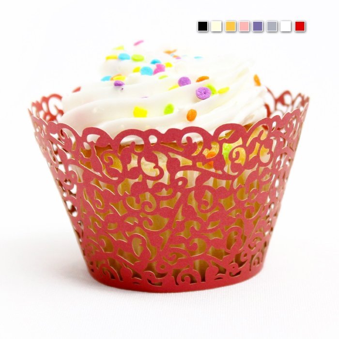 Craft Clouds - Filigree Vine Cupcake Wrappers (White) N5