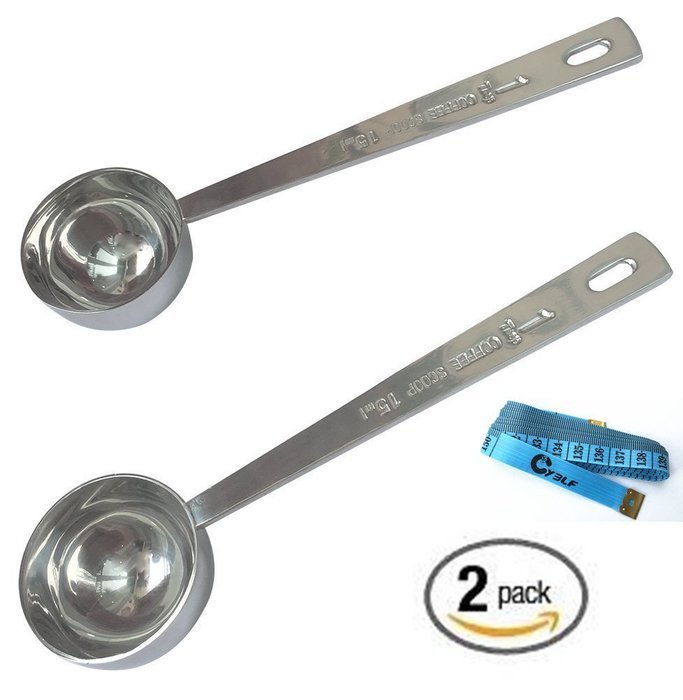 Cy3Lf Endurance Stainless Steel 1 Tablespoon Measuring Coffee Scoop, Set of 2