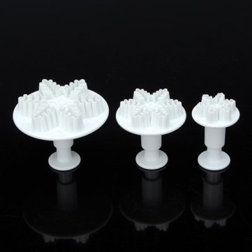 3 Snowflake Fondant Cake Bread Decorating Sugarcraft Mold Cookie Plunger Cutters Mould DIY Tools N3