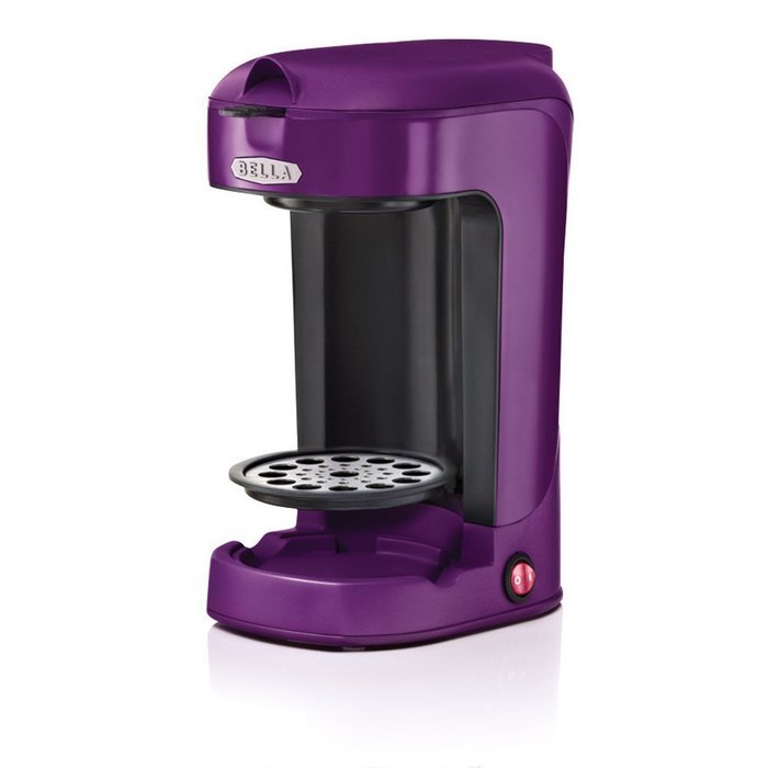 BELLA One Scoop Single Serve Personal Coffee and Tea Maker, color stainless steel and black N11