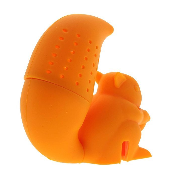 HuaYang kawaii Silicone Squirrel Shape Tea Leaf Herbal Strainer Filter Infuser Bags Tool - Orange N2