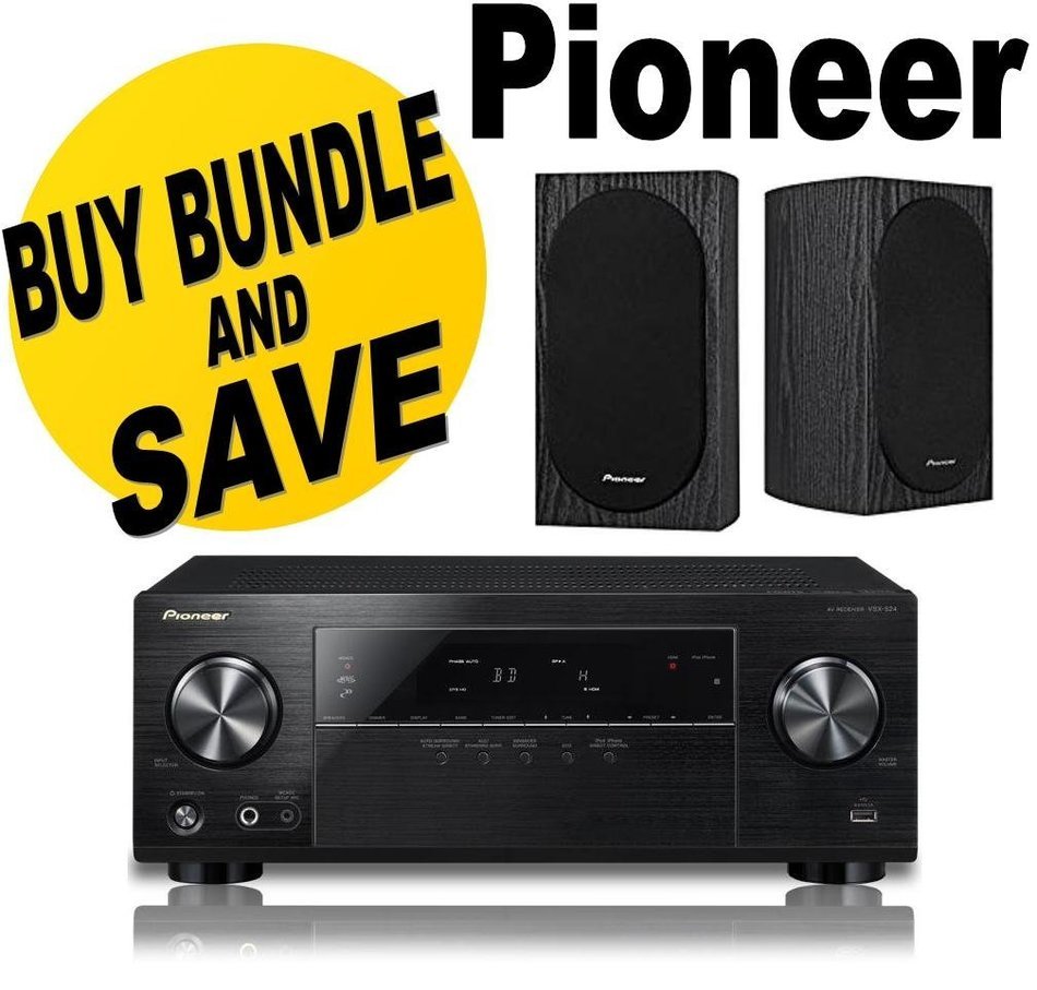 Pioneer VSX-524-K Audio and Video Component Receivers + Pioneer SP-BS22-LR Andrew Jones Designed Bookshelf Loudspeakers...