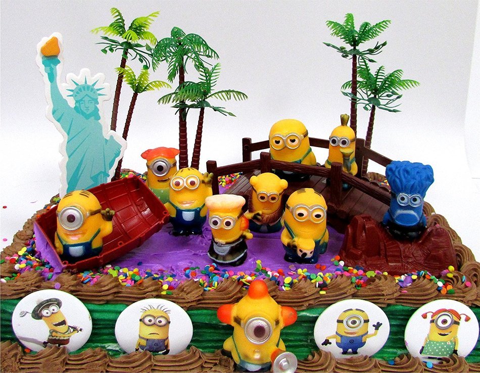 DESPICABLE ME 14 Piece Birthday Cake Topper Set Featuring 10 Random Despicable Me Figures, Includes Themed Decorative... N6