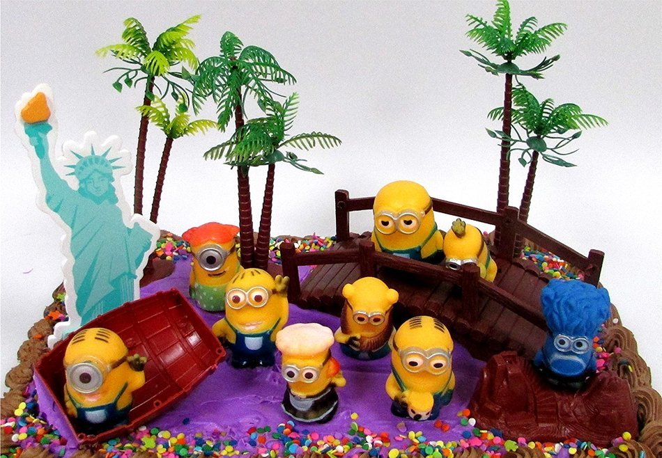 DESPICABLE ME 14 Piece Birthday Cake Topper Set Featuring 10 Random Despicable Me Figures, Includes Themed Decorative... N8