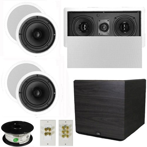Theater Solutions 5.1 Home Theater 6.5" Speaker Set with Center, 15" Powered Sub and More TS65CL51SET8