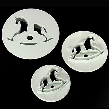 Sher Whirligig Wooden Horse Fondant Cake Cutter Mould Cookies Cutters Sugarcraft Decor,Set of 3 N3