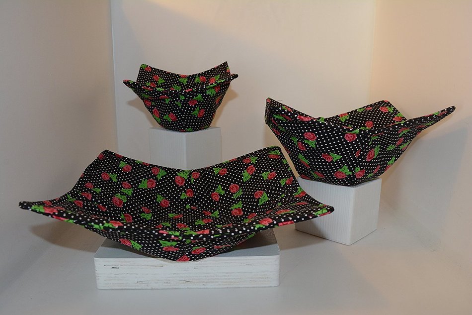 Microwave Bowl Cozies // Set of 3 // 1 Small Bowl Cozy // 1 Medium Bowl Cozy // 1 Dinner Plate Cozy // Petite...