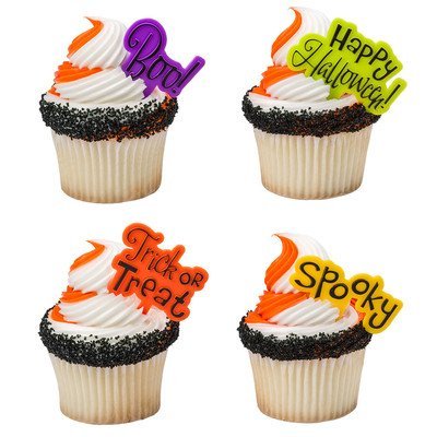 Halloween Party Greeting Cupcake Picks - 24 pc N2