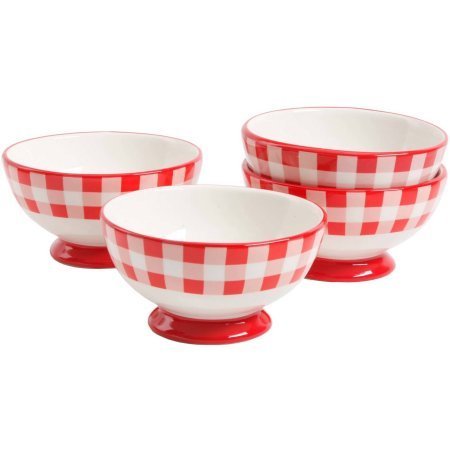 The Pioneer Woman Charming Check 6" Footed Bowl, Set of 4