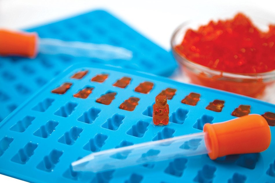 2 Pack Premium Gummy Bear Molds (makes 100 bears!) *PLUS 2 BONUS easy droppers AND Recipe Ebook with QuickStart... N9