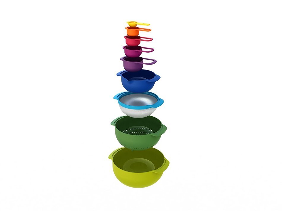 Joseph Joseph Best Sellers Set Includes Elevate Tool Set, mixing bowl set, Uni-Tool, and Rocker Garlic Crusher N5