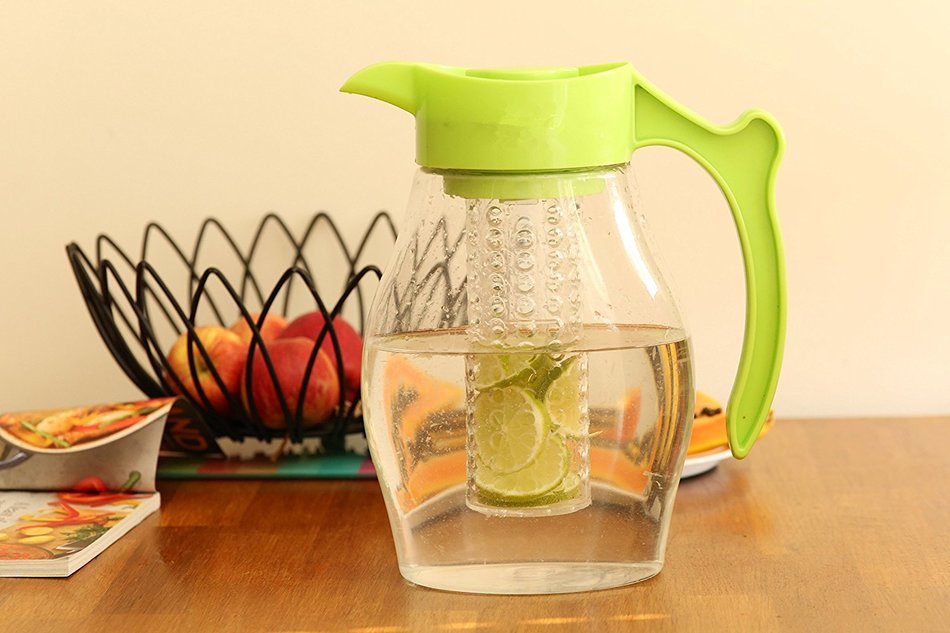 Spring Kitchen 3 in 1 Fruit & Tea Infusion Water Pitcher. Large 3 Quart (2.8 Liters). Best For Flavored Infused... N4