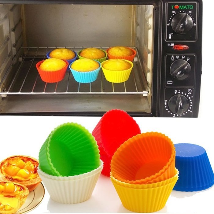 C-Pioneer Soft Silicone Cake Muffin Chocolate Cupcake Bakeware Baking Cup Mold Pack of 12PC N6