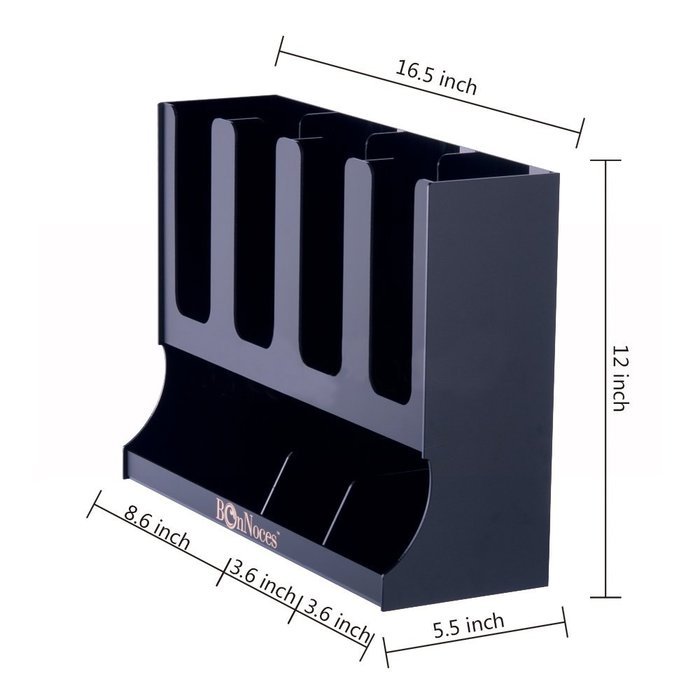 BonNoces Black Acrylic Coffee Condiment Organizer Cups Holder Dispenser for Lids and Cups with Same Size Four... N9