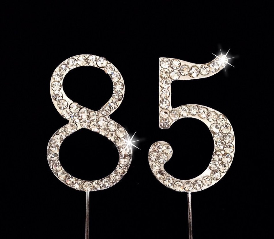 85th Birthday / Wedding Anniversary Number Cake Topper with Sparkling Rhinestone Crystals - 1.75