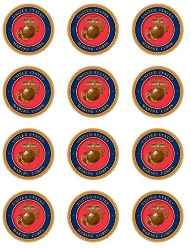 US Marines Edible Cupcake Toppers - Set of 12