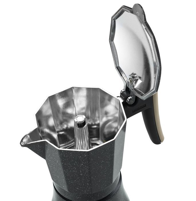 Osaka Stovetop Espresso Maker - Aluminum with Marbled Coating, Stove-Top Moka Pot "Nijo Castle" (6 Cup) N6